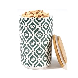 Greenline Goods Premium Dog Treat Ceramic Canister Set – Green Airtight Canister for Fresh Treats, Ceramic Jar & Containers with Lids, Farmhouse Canisters, Ideal Kitchen Canisters for Countertop