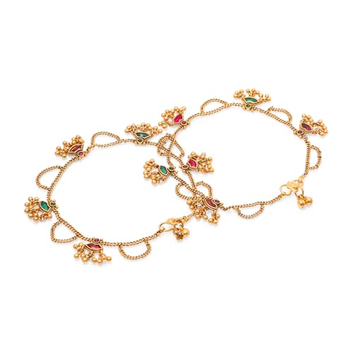 Image of Rubans Gold Plated Charm Layered Anklet Party Handcrafted For Women & Girls