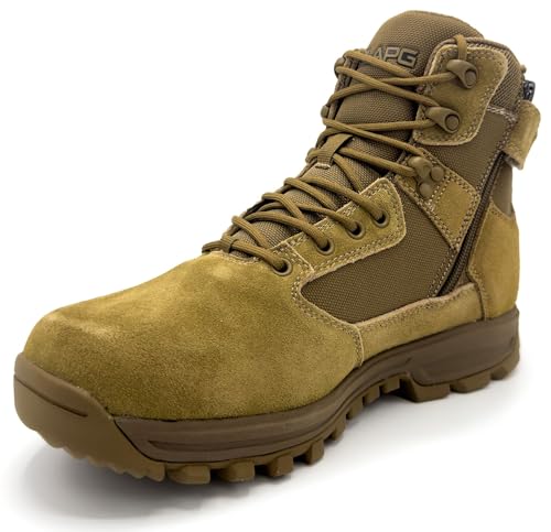 LAPG Men's Sector 6" Side-Zip Duty Boot, Comfortable & Durable Tactical Work & Hiking Boots for Men, Coyote4