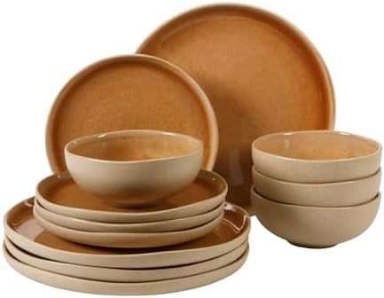 Gibson Elite Manila Bay 12-Piece Stoneware Dinnerware Set, Servic...