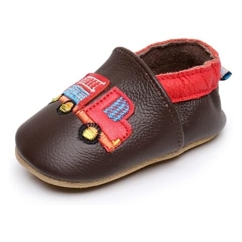 Baby Boy Girl Soft Leather Shoes Anti-Skid Suede Soled Moccasins Infant Toddler First Walking Shoes Prewalker 0-6 Months Cute Boys Girls Crawling Slippers Cover