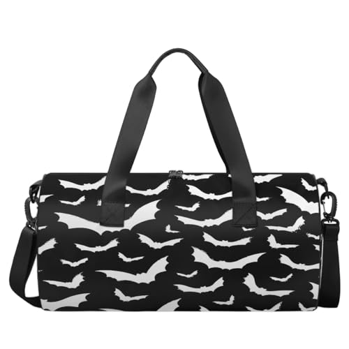 Gothic Duffle Bag Bat Gym Bag Waterproof Round Cylinder Carry-On Weekender Overnight Bag with Adjustable & Removable Shoulder Strap for Travel Sport Camping2