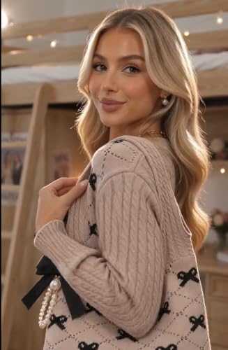 Image of JeVenis Crochet Tote Coquette Bow Aesthetic Beach Mesh Knitted Shoulder Bag