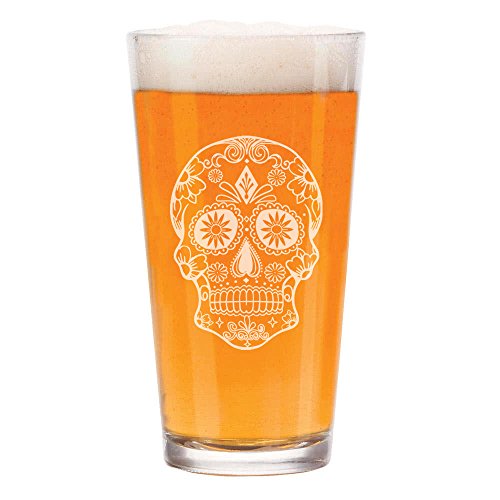 MIP 16 oz Beer Pint Glass Sugar Candy Skull
