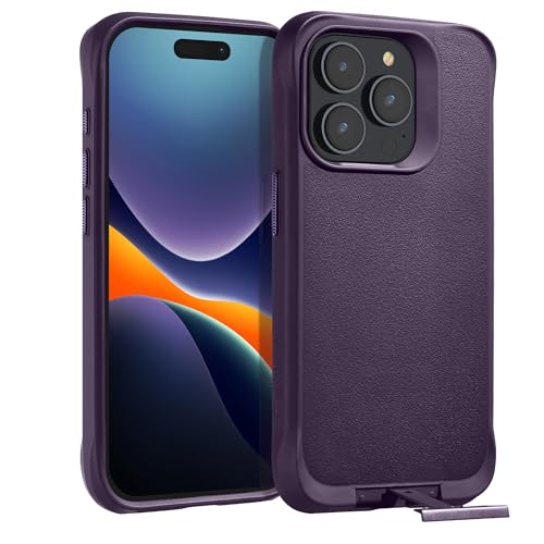 Coque iPhone 15 Pro MagSafe violette avec support intégré