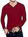 MLANM Mens Casual Slim Fit Basic Henley Long Sleeve Fashion Cotton T-Shirt XX-Large, Wine Red