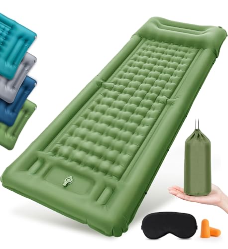 NatuVort Colchón Hinchable 12CM Esterilla Camping Autoinflable, Colchoneta Camping con Almohada Colchoneta Autoinflable para Campin g, Senderismo, Playa, Tienda de Campaña,Verde Oliva