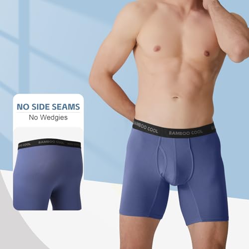 Image of BAMBOO COOL Men's Ultra Breathable Underwear,No Riding Up Boxer Briefs with ComfortFlexible Waistband,Multipack