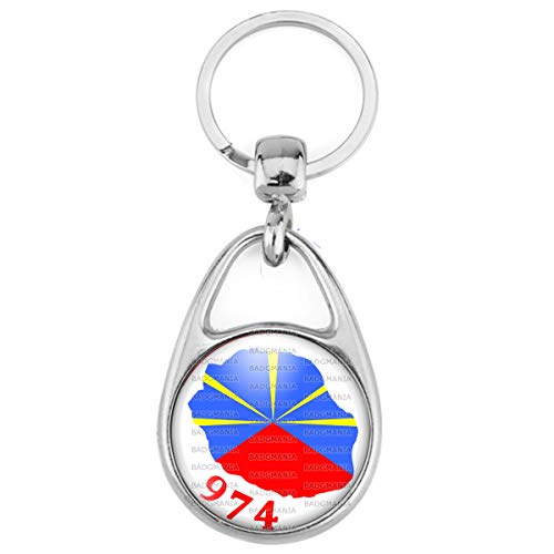 Badgmania Porte Clés Métal 2 Faces Logo 3cm Ile de la Réunion 974 Drapeau Réunionais Flag Emblème France