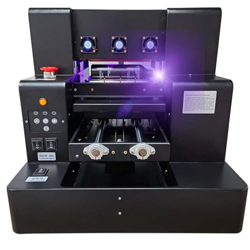 UV Printer Machine, A4 L805 UV DTF Printer with Bottle Holder, Higher Resolution 2880 x1440dpi, UV Flatbed Printers with Varnish Effect for Bottles Phone Case Stickers Acrylic Leather Metal and More