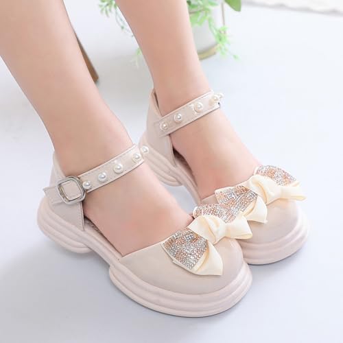 IWIHMIV Girl Heels Summer Sandals for Girls Closed Toe Bow Sandals Adjustable Party Sandal With Hook Loop Back Strap4