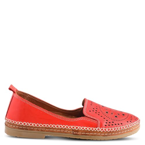Image of Spring Step Women's Ingrid Loafers - Premium Leather Slip-On with Laser Cutout Design, Elastic Goring and Lightweight Flat Sole for Comfortable Stylish Wear