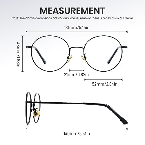 Image of Cyxus Blue Light Blocking Glasses Round Metal Frame Computer Glasses | Blue light blocking glasses featuring round metal frame, comfortable fit and versatile use for work, study and entertainment