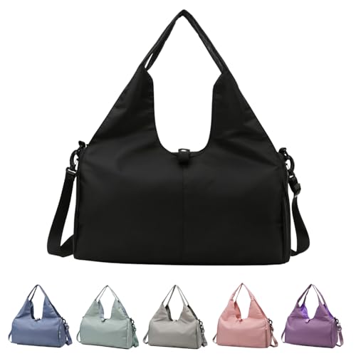 Yoga Gym Bag for Women, Duffel Bag with Shoe Compartment, Sports Bag with Yoga Mat Holder, Travel Duffel Tote Bag Workout Bag Weekender Bag with Wet Dry Storage Pockets