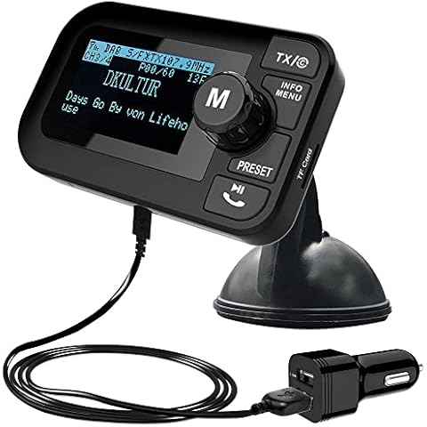 FirstE Car DAB/DAB+ Radio Portable Bluetooth FM Transmitter 2.3" Big LCD Car Kits Crystal Sound - Play Micro SD/TF Card(64G) +Handsfree Call+5V 2.1A/1.0A Dual USB Ports+ 3M Antenna+3.5mm Aux Output Cover