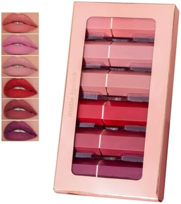 Juego De 6 Colores De Lápices Labiales Mate, Kit De Maquillaje De Labios A Prueba De Agua Juego De Regalo De Maquillaje, Labios De Belleza Duradera, Regalos Para Mujeres
