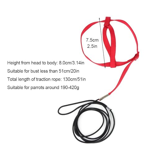 Image of Parrot Harness Leash, Anti Bite Bird Training Leash Adjustable Parrot Flying Rope for Parrot Budgerigar Lovebird Cockatiel