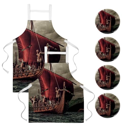 Tablier de cuisine pour pâtisserie et nettoyage de la maison lot de 2 pièces