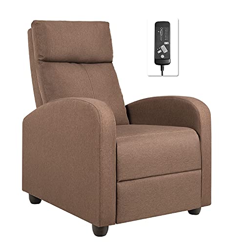 Flamaker Fabric Recliner Chair Massage Recliner Sofa Chair Adjustable Reclining Chairs Home Theater Single Modern Living Room Recliners With Thick Seat Cushion And Backrest (Brown) #TOP6