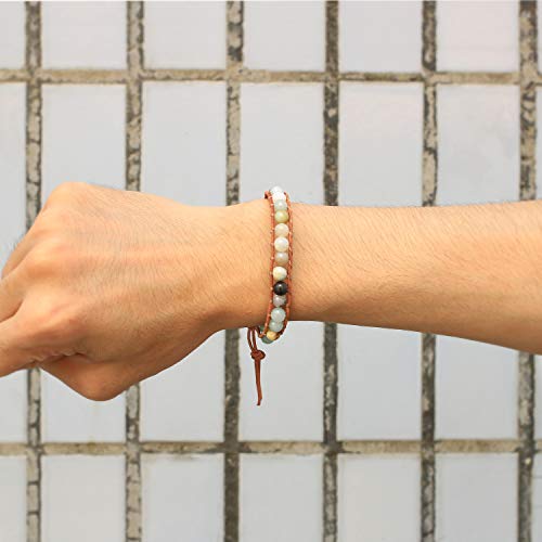 Image of KELITCH Turquoise Beaded Wrap Bracelets Bangle Handmade Charm Chain Strand Bracelet For Women