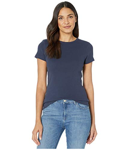Lilla P 1x1 Rib Short Sleeve Crew Neck T-Shirt Dark Navy SM