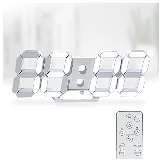 KOSUMOSU 3D LED Digital Wall Clock ,9.7", Large Display Table/ Desk Clock with Remote Control 12/24H Temperature (White Light)