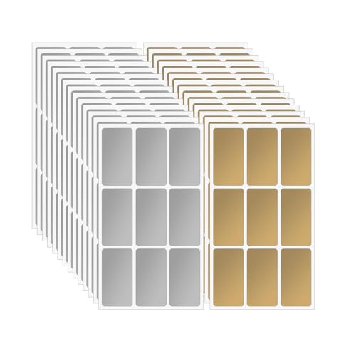 Adesivi Gratta e Vinci 252 Pezzi, 50 x 25 MM Gratta e Vinci Etichette, Etichette Adesivi da Grattare, Scratch Sticker per Regalo Biglietto Fai da Te per Matrimoni Natale Compleanni, Dorate e Argento