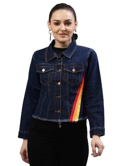 women jacket Women Blue Solid Denim Jacket-image-8
