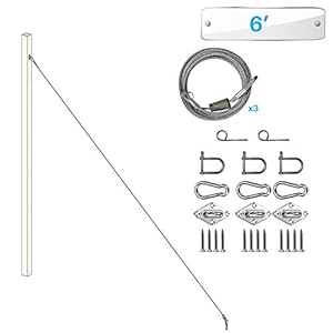 PATIO Paradise 6ft One-Way Wire Lock Wire Cable and Sail Kits for Triangle Sun Shade Sail Pole Stand Post Heavy-Duty Awning Canopy Support Poles