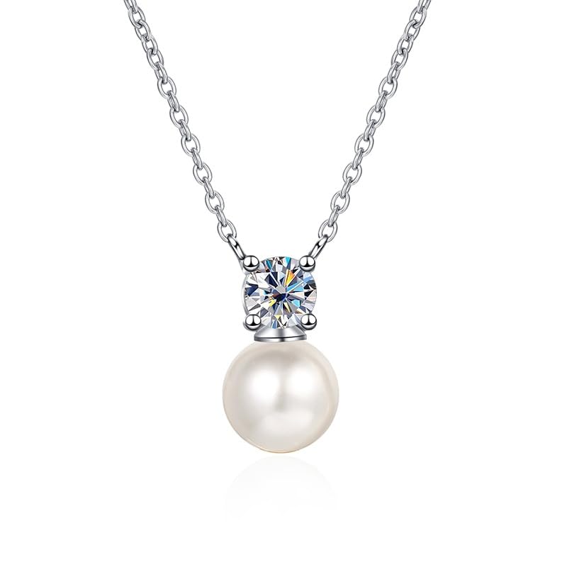 Collier perles de culture et moissanite argent 925 bijou fiançailles femme