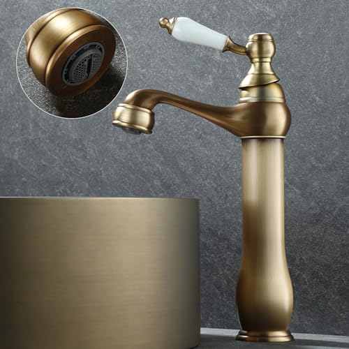 Robinet mitigeur de lavabo rétro en laiton antique haut de gamme - 4