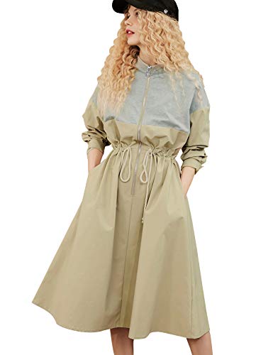 Elf Sack Women Long Personality Collar Outwear Slim Trench Coat Gray