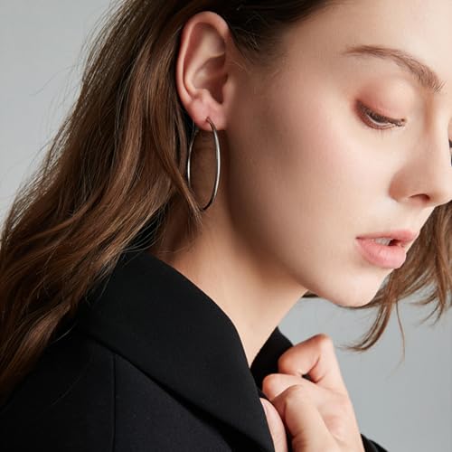 Image of 4 Pairs Silver Gold Hoop Earrings for Women | 14K Gold Plated Hoop Earrings Set Hypoallergenic Earring Lightweight Dangle Earrings Set
