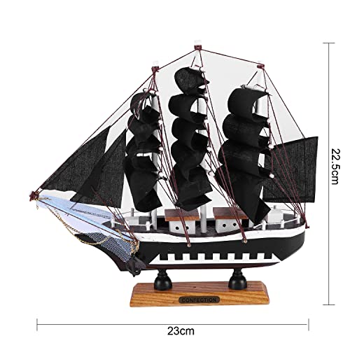 9.4” Wood Sailboat Model Ship Sailboat Decor Mini Wooden Sailing Boat Ship Model Handmade Yacht Model Vintage Nautical Sail Ship Boat Ornament Collection Home Office Tabletop Decoration Birthday Gifts