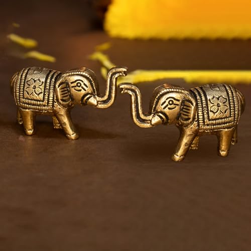 Ekhasa pure brass elephant showpiece set of 2 for living room Vastu decor