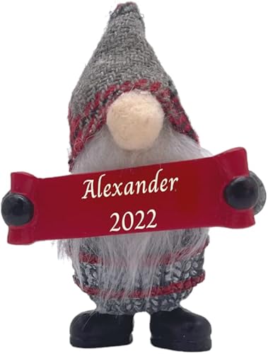 Adorno personalizado para árbol de Navidad 2022 para niños, adorno de Navidad personalizado con gnomo, recuerdo infantil para niños y niñas