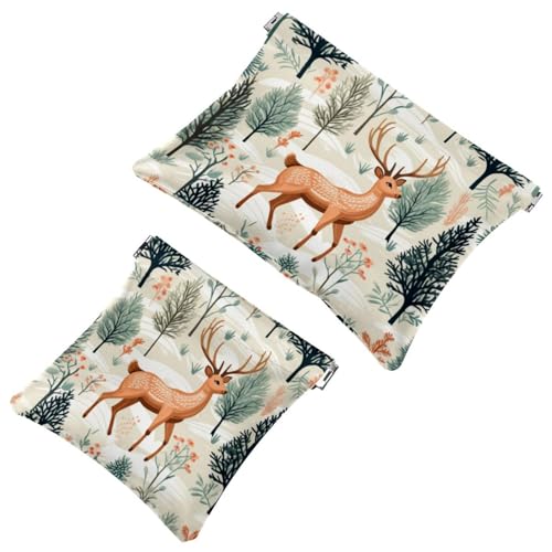 Simpatica borsa per cosmetici con 12 tasche con alce natalizia impermeabile senza cerniera chiusura automatica mini custodia portatile da viaggio per cuffie e gioielli Multicolore 10 7.1x5.8