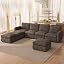 Taupe(4 Seater Sofa With 3 Ottomans))