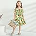 Nutyomi Hawaiian Dresses for Girls Toddler Dress Off Shoulder Chiffon Dresses Toddler Hawaiian Flowers Floral Dresses for Girls Green Sunflower 5-6 Years
