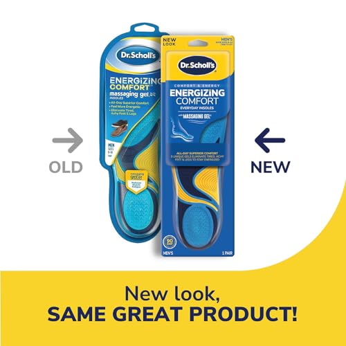 Image of Dr. Scholl's Energizing Comfort Men's Everyday Insoles with Massaging Gel-Clinically Proven,All-Day Energy and Comfort Inserts with Patented Triple Gel Design-Shock Absorbing,Arch Support,(Pack of 12)