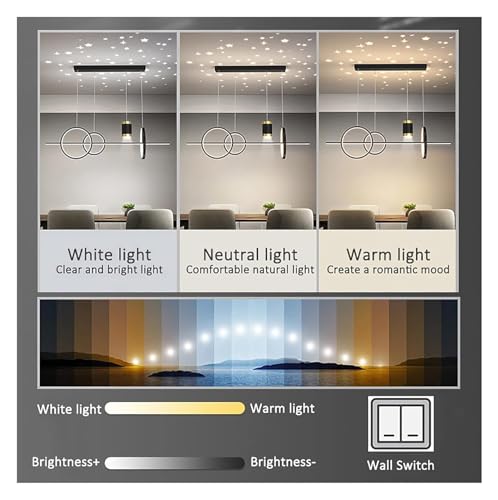Lustre LED dimmable gris 100cm avec projecteur étoiles suspendu pour îlot