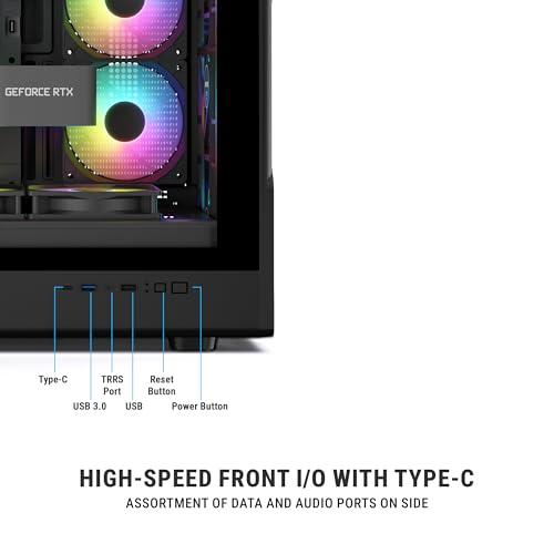 Image of Ant Esports Titan FE Mid-Tower Computer Case /Gaming Cabinet - Black | Support ATX, M-ATX & Mini-ITX | Pre-Installed 4 ARGB Fans