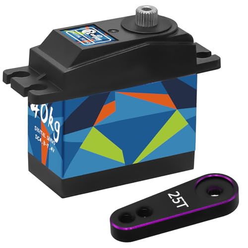 RCENJOY RC Digital Servo, 40KG Coreless Servo 8.4V High Torque Servo with 25T Servo Horn for 1/12 1/10 RC Car RC Crawler Robot Boat, 270° Control Angle 1 PCS
