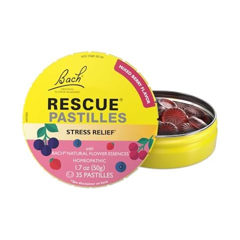 RESCUE Bach PASTILLES, Mixed Berry Flavor, Stress Relief Lozenges, Homeopathic, Flower Essences, 35 Count Cover