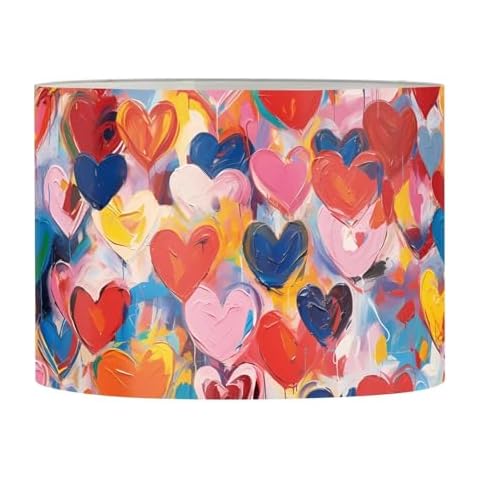 FANCOSAN Vintage Lampshade Watercolor Heart Painting Art Print Home Decorative Desk Lamp Shade Valentine's Day Theme Lampshades Cover-S Cover