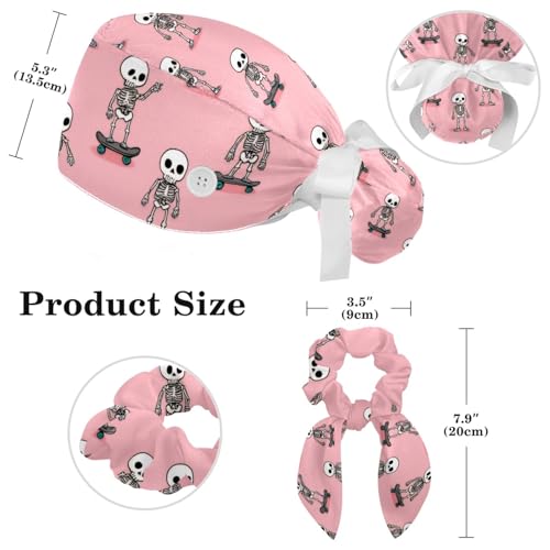 Image of Butterfly Scrub Cap Women with Ponytail & Buttons Adjustable Surgical Nurse Hat with Cotton Sweatband for Long Hair