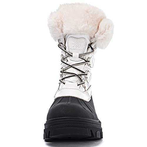 GLOBALWIN Snow Boots for Women Comfortable Winter Boots For Women Waterproof Fluffy Faux Fur White Ankle Booties Water-Resistant Short Boots For Women Warm Fur Boots, Lace-Up Outdoor Shoes 7M - image 5