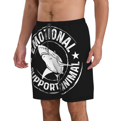 Emotional-Support Animal Funny Shark Do Not Pet Men's Beach Shorts Swim Trunks3