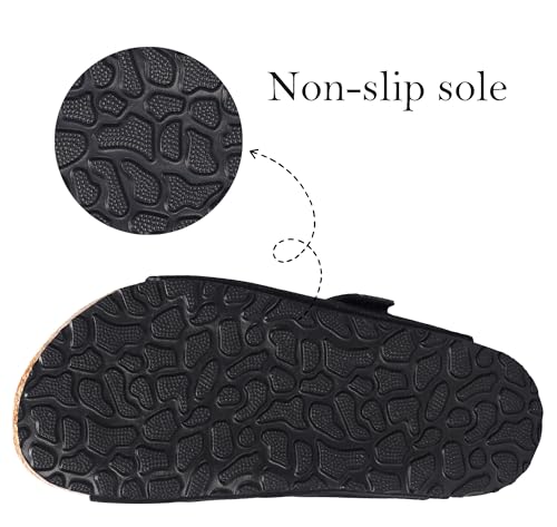 Image of ZUSERIS Kids Toddler Sandals Boys Girls Summer Slides | Soft Cork Footbed, Non-slip,Adjustable Straps,Comfort Suede Leather,Lightweight