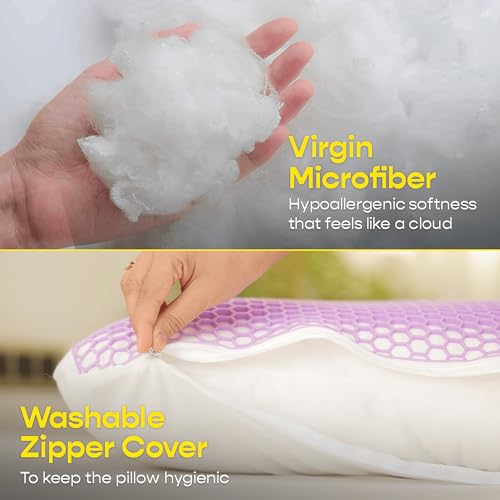 Image of SleepyCat Grid Pillow with AirGrid Technology Adaptive Hexagonal TPE Layer & Virgin Microfiber Filling for Enhanced Neck & Shoulder Support | Removable Washable Cover (24 x 16 Inches)-1 Piece